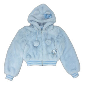 NWT Forever 21 Faux Fur Angel Hello Kitty Zip-Up Hoodie Snow Bunny baddie Lolita